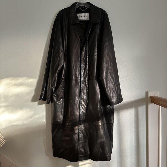 Michael Hoban Men’s XXL NORTH BEACH LEATHER Coat Overcoat Goth Rock 80s - Picture 1 of 16